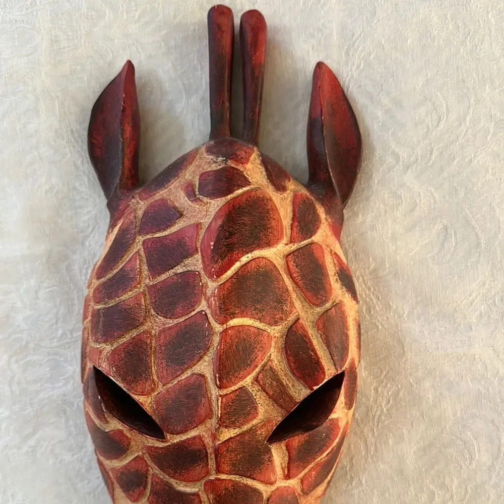 Giraffe Themed Decorative Mask Wall Art Solid Wood
